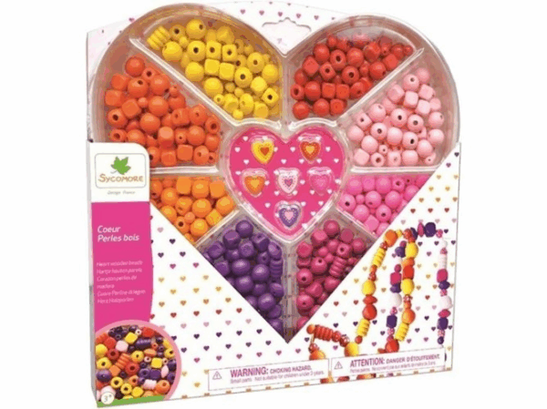 Caja Corazon Cuentas de Madera 400 pz. Sycomore