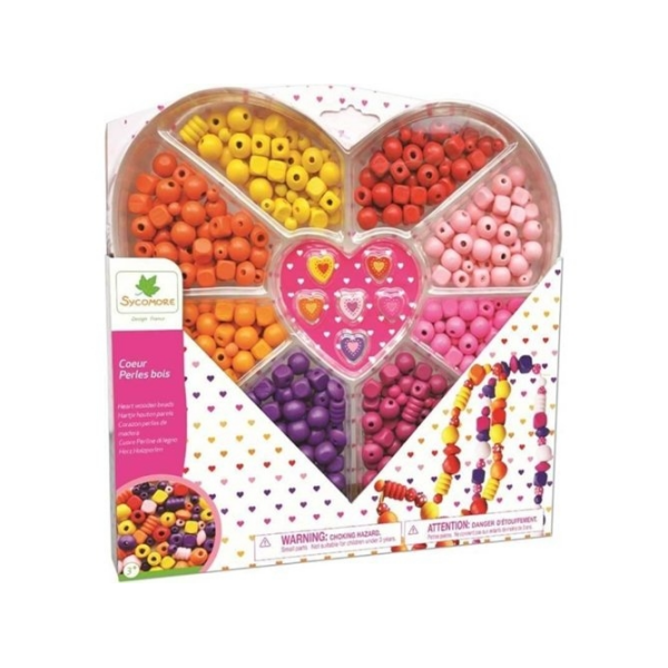 Caja Corazon Cuentas de Madera 400 pz. Sycomore
