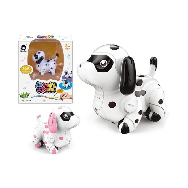 Perrito manchas rosas sigue el camino lovely pets