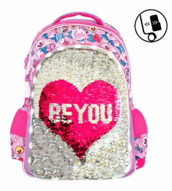 Mochila Be You con lentejuelas adaptable Footy 45cm