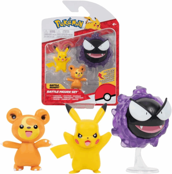 Pack 3 Figuras Pokemon Picachu Teddiursa Gastly