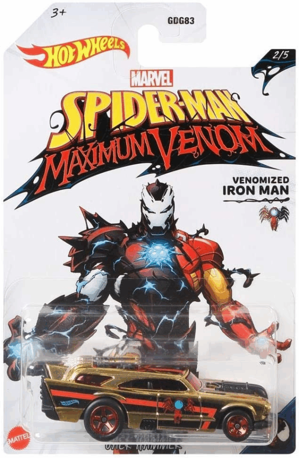 Hot Wheels Spiderman 2/5 Maximum Venom Iron Man Jack Hammer Mattel GJV25