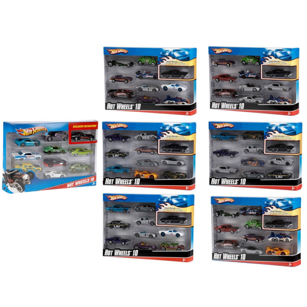 Hot Wheels Pack 10 Cochea Modelos Surtidos Mattel