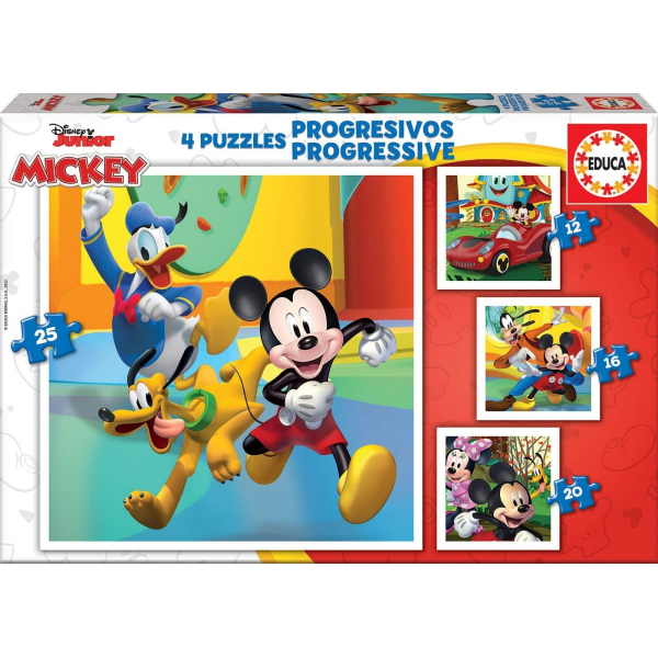 Puzzle Progresivo 12-16-20-25 Mickey Educa 19294