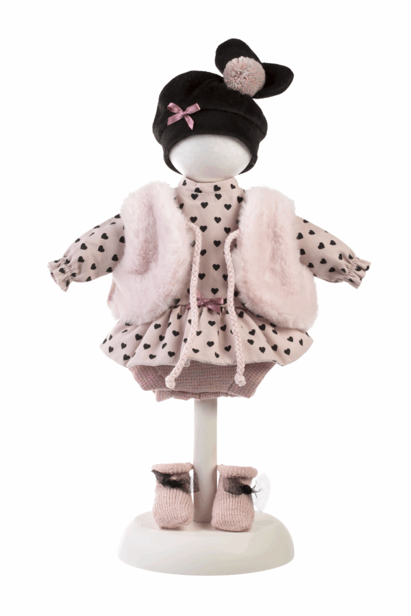 Vestido Muñeca 35 cm Vestido Rosa Corazones Negros Llorens V9-53540