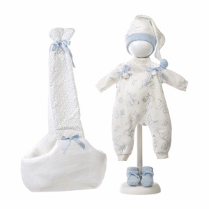 Set Vestido Muñeca 42 cm y Complemento Portabebe Azul Llorens V9-74005