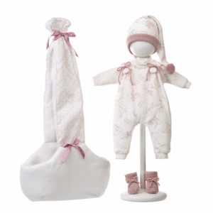 Set Vestido Muñeca 42 cm y Complemento Portabebes Rosa Llorens V9-74006