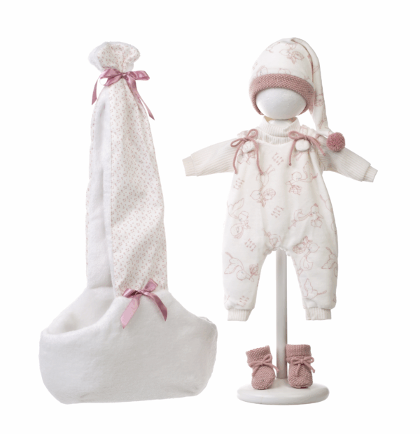 Set Vestido Muñeca 42 cm y Complemento Portabebes Rosa Llorens V9-74006