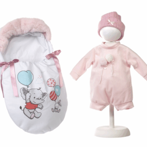 Set Vestido Muñeca 44 cm y complemento Saquito Estampado LLorens V9-84452