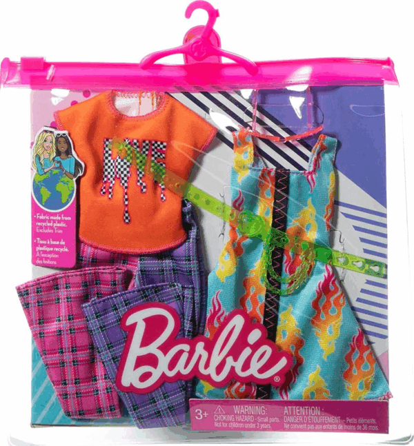 Barbie Pack 2 Looks Pantalon Campana Vesitdo Llamas Mattel HJT34