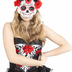 Mascara Katrina con Flores Rojas y Negras Rubies
