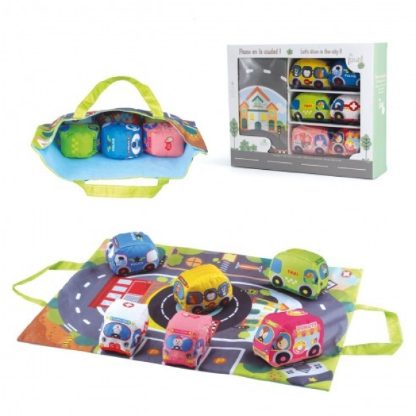 Tapete Carreteras con Coches de Tela Tachan