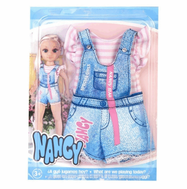 Nancy vcestido un dia de look Cool blusa a rayas blanca y rosa peto
