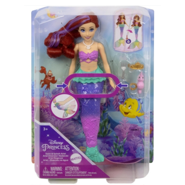 Princess Ariel sirena nada y chapotea disney Mattel HPD43