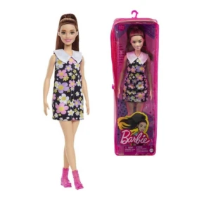 Barbie Fashionista 187 Vestido flores fondo oscuro Mattel HBV19
