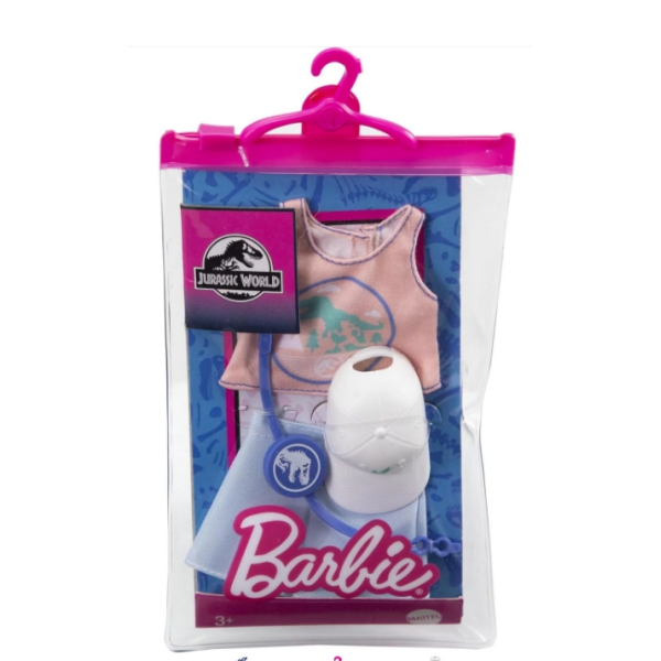 Barbie Ropa Moda Pack Jurassic World Top Pantalones Cortos Gorra Bolsa Nuevo Mattel GRD46
