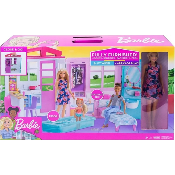 Barbie Casa Amueblada Plegable Mattel GWF84