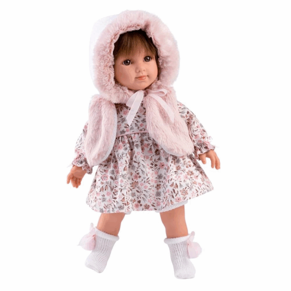 Sara con capucha rosa 35 cm LLorens 53546