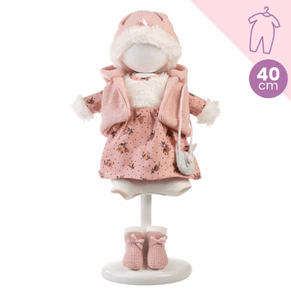 Vestido 40 cm Estampado Flores y Chaqueta Rosa Llorens 54033