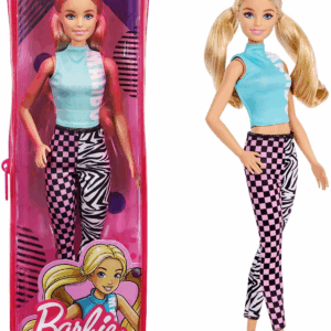Barbie Fashionista Muñeca rubia con top Malibu, leggings con dos estampados y accesorios de moda Nº 158 Mattel GRB50