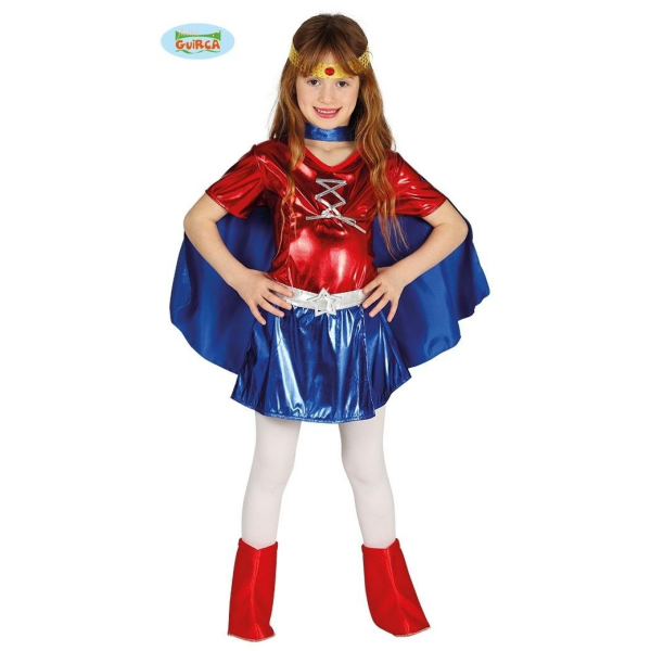 Guirca Disfraz Súperheroína mujer maravilla talla 7-9 años(125 - 135 cms)