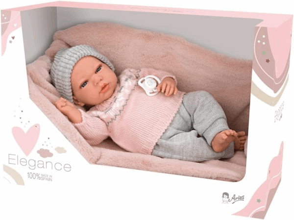 Muñeco 40 cm Andie rosa C/Manta Muñeco de peso Arias