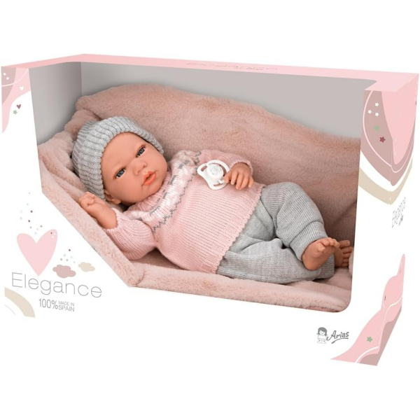 Muñeco 40 cm Andie rosa C/Manta Muñeco de peso Arias