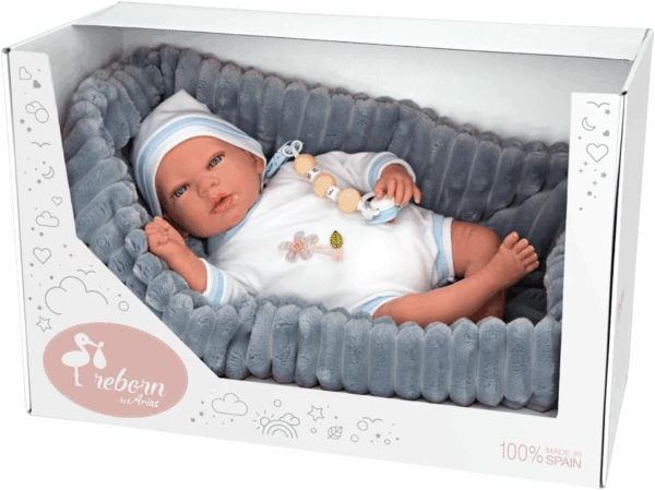 Muñeco Reborn Sergio 40 cm con capazo Arias