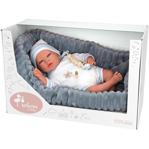 Muñeco Reborn Sergio 40 cm con capazo Arias