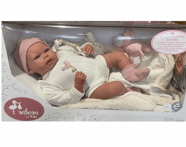 Muñeca Reborn Ona 45 cm con manta y mecanismo de respirar Arias