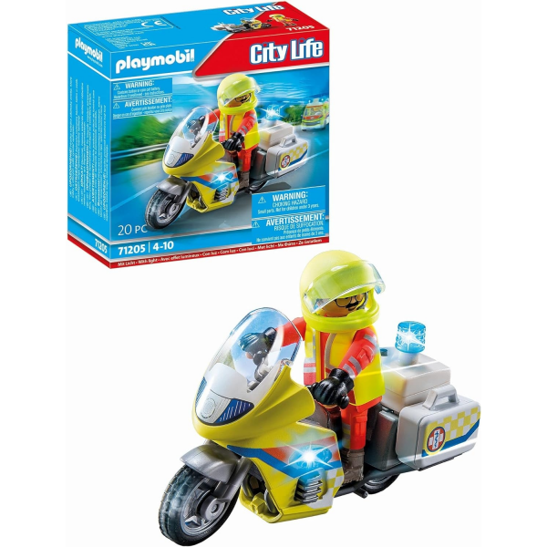 Playmobil Moto de Emergencias con luz intermitente Playmobil City Life 71205