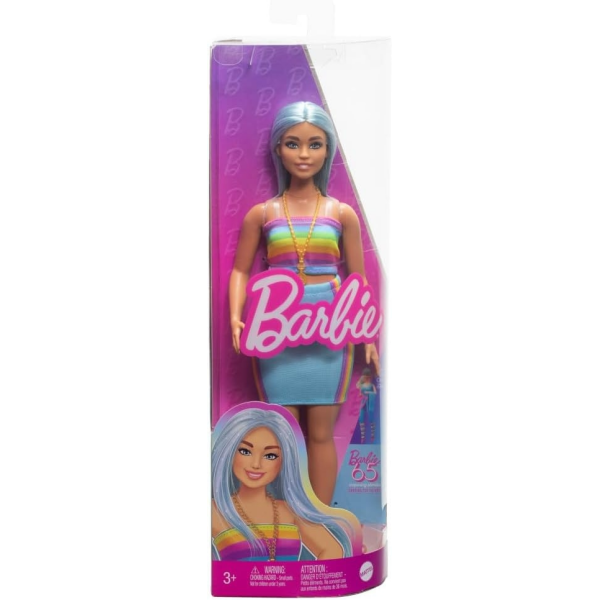 Barbie Fashionista 218 Top Arcoiris Falda Azul 65 Aniverasario Mattel HRH16