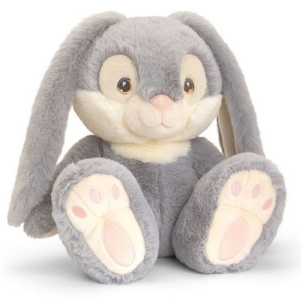 Keel Toys Peluche Conejo Patchfoot gris con orejas caídas 30 cm Keeleco