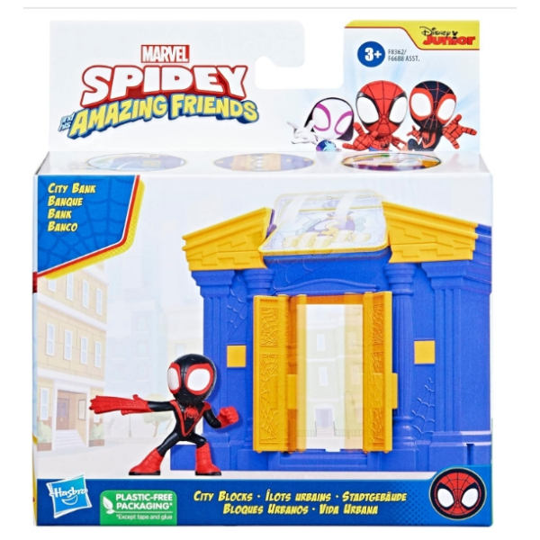 Marvel Spidey y sus increíbles amigos City Blocks Miles Morales: Spider-Man City Bank, Hasbro F8362