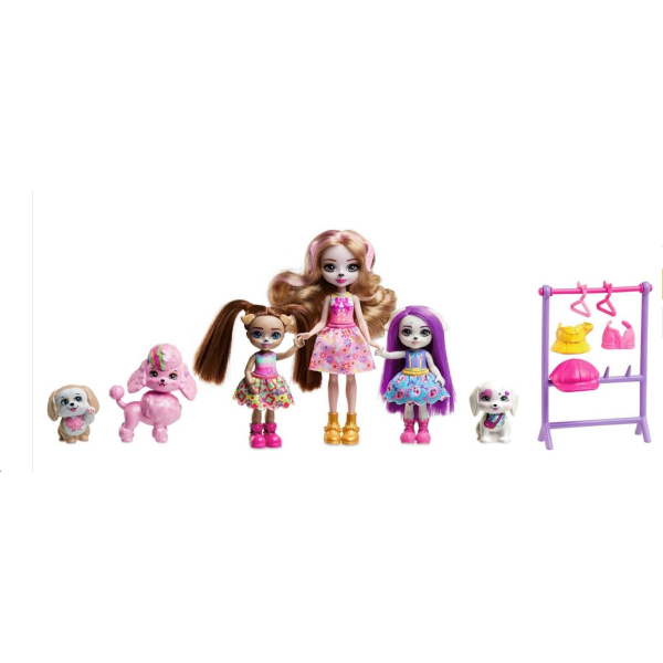 Enchantimal Glam Party familia de perros Mattel HNV26