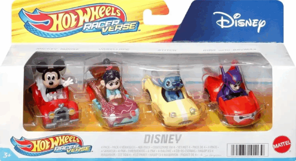 Hot Wheels Racer Verse Vehículo Disney pack de 4 Mattel HKD31