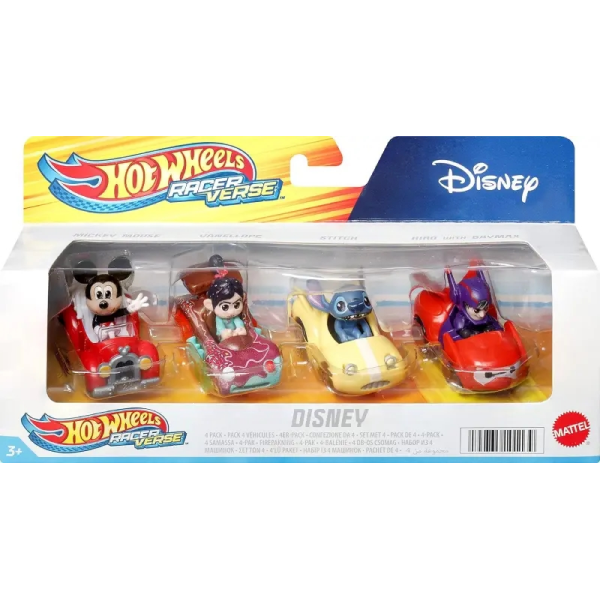 Hot Wheels Racer Verse Vehículo Disney pack de 4 Mattel HKD31