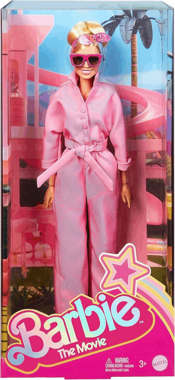 Barbie The Movie, Margot Robbie, Mono de Vestir Rosa, Gafas de Sol y pañuelo en el Pelo Mattel RF29