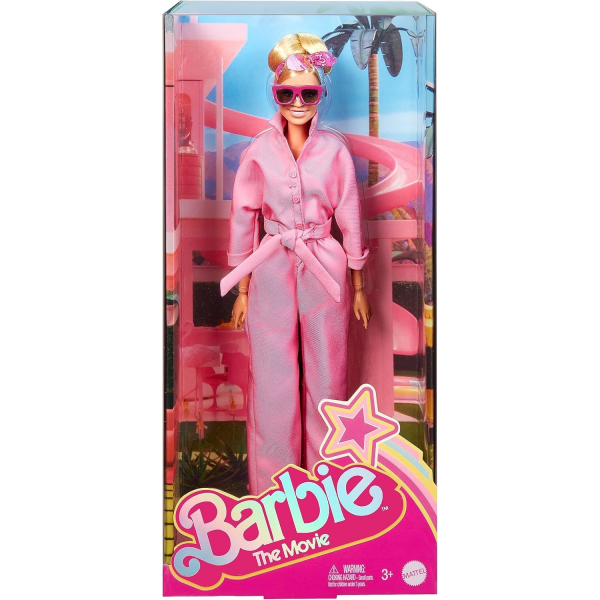 Barbie The Movie, Margot Robbie, Mono de Vestir Rosa, Gafas de Sol y pañuelo en el Pelo Mattel RF29