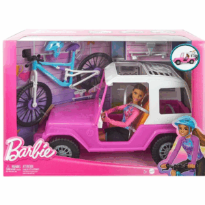 Barbie con bici de montaña y coche Jeep Mattel HKB06