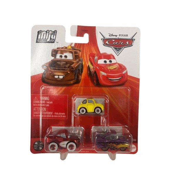 CArs Mini Racers 3 vehiculos Ray McQueen Aerodinamico Luigi Ramone Mattel HXY64