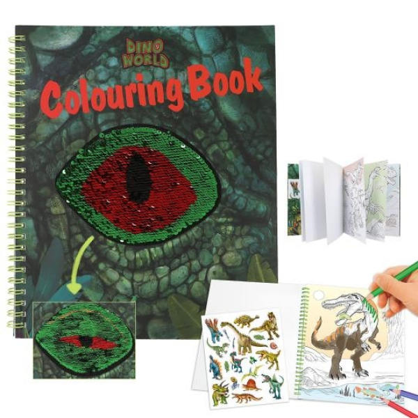 Dino World Libro para Colorear con Lentejuelas Depesche 12757