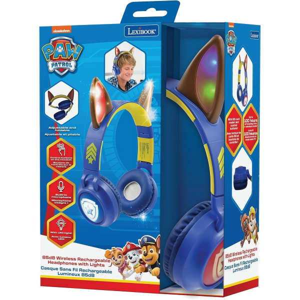 Paw Patrol Auriculares Bluetooth con Luces Lexibook