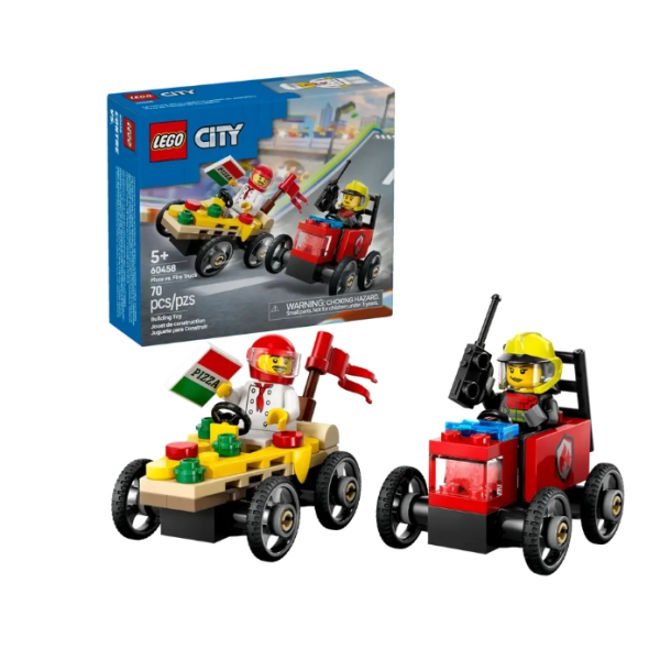 Lego 60458 Pack de coches de carrera: Pizza vs Camion de bomberos Lego City