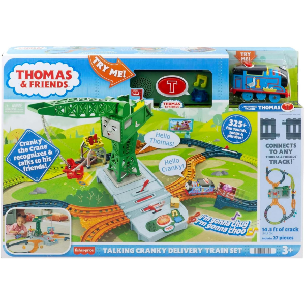 Thomas Friends Conjunto de Tren con Sonidos Cranky hace entregas en Sodor Mattel HRC47