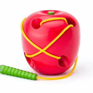 Manzana con Gusanito Juego de Psicomotricidad en Madera Woody
