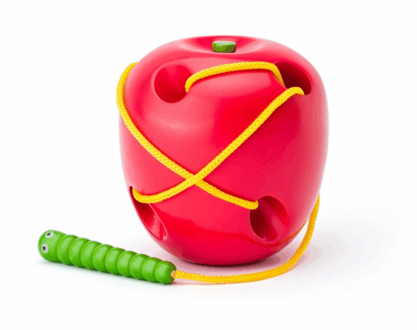 Manzana con Gusanito Juego de Psicomotricidad en Madera Woody