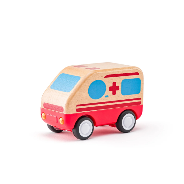 Ambulancia con Luces y Sonidos Madera Woody