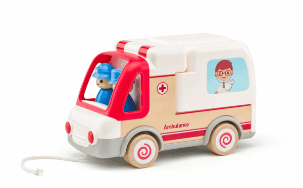 Ambulancia con Luces y Sonidos Madera Woody