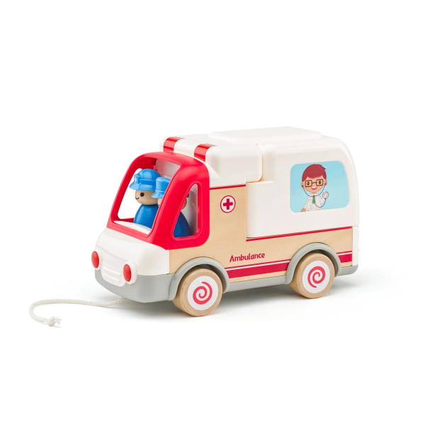 Ambulancia con Luces y Sonidos Madera Woody